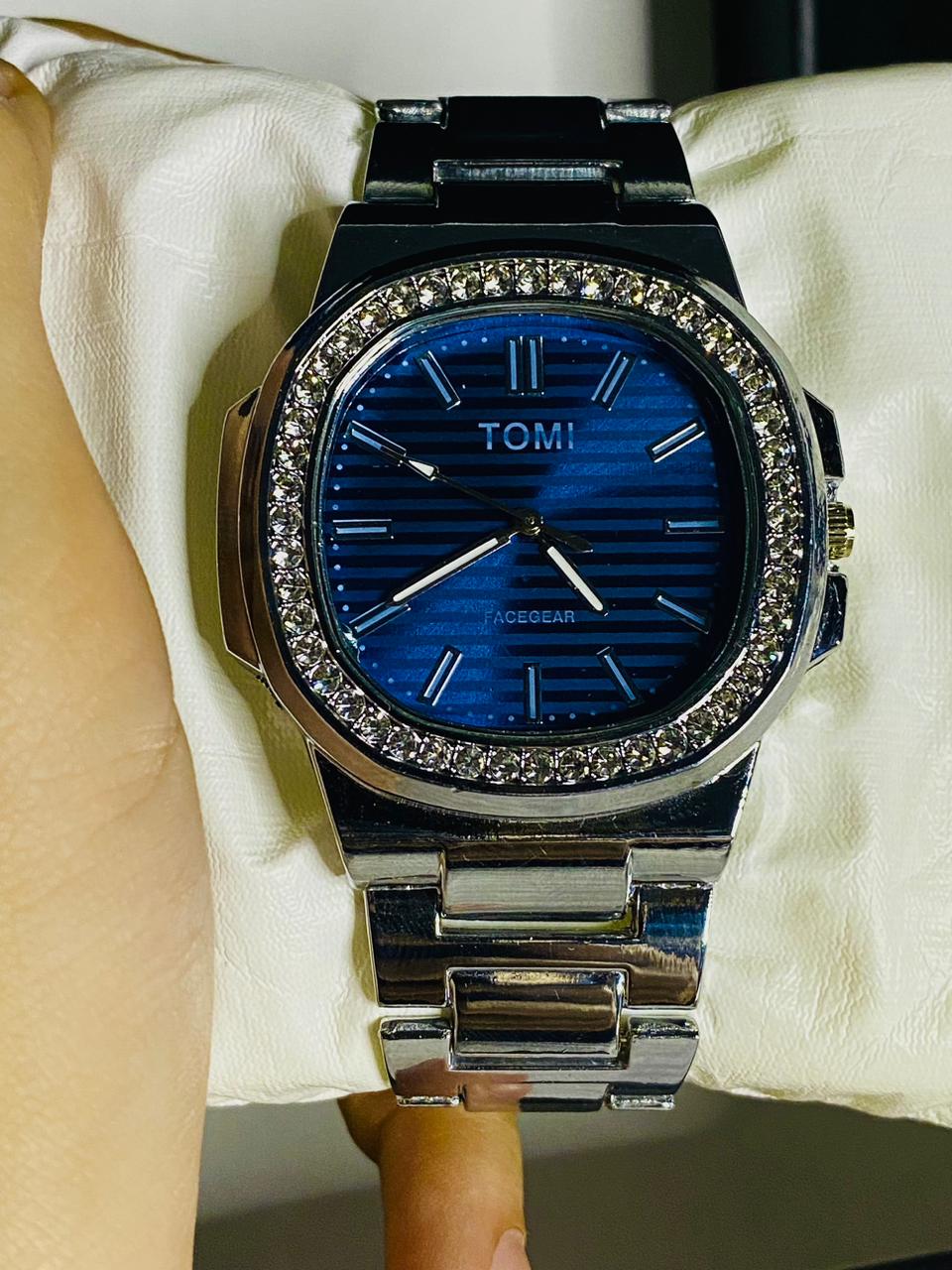 TOMI FACEGEAR Luxury Analog Watch – Blue Dial