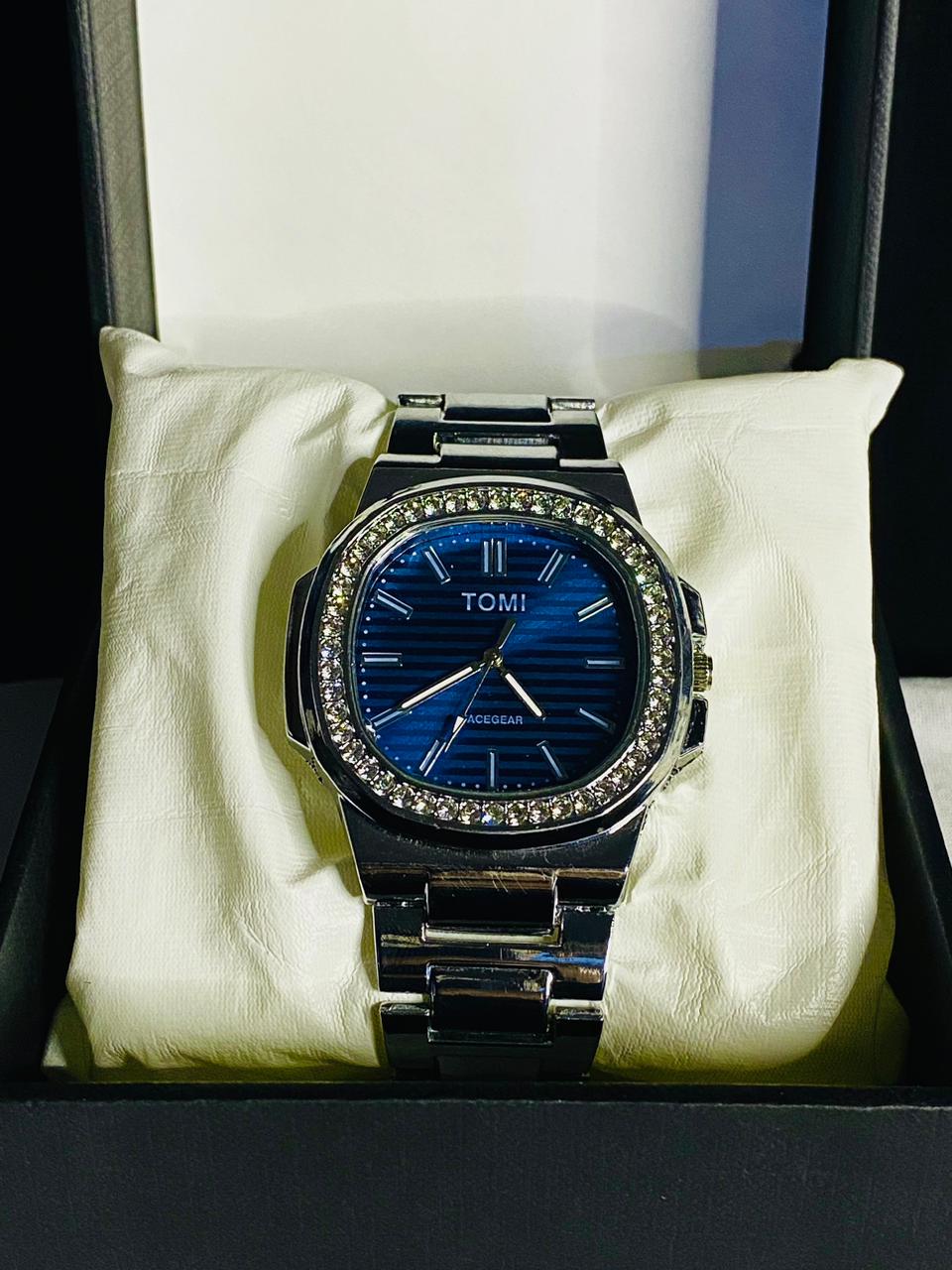 TOMI FACEGEAR Luxury Analog Watch – Blue Dial